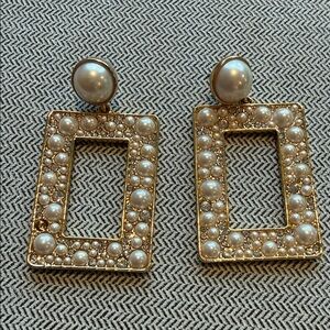 J. Crew Elegant Gold and Pearl Earrings